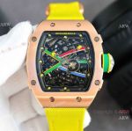 Swiss Replica Richard Mille RM 67-02 Yellow Fabric Strap on Rose Gold Watches